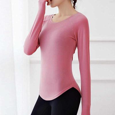 China Autumn Sportswear Custom Active Stretch Fitness Exercise Yoga Breathable Female Tops Sheath Long Breathable Thin Yoga Wear for sale