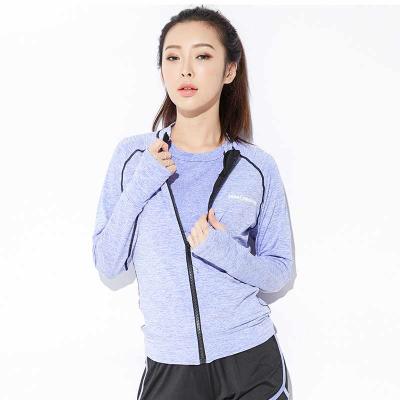 China Breathable Women Running Sport Jacket With Zipper Long Sleeve Coat Along Plain Yoga Shirt For Ladies for sale