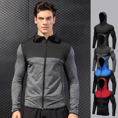 China Man Joggers Jackets Breathable Compression Long Sleeve Hoodies Running Sports Jacket Training Wear Big Size Men's Athletic Running Jackets for sale