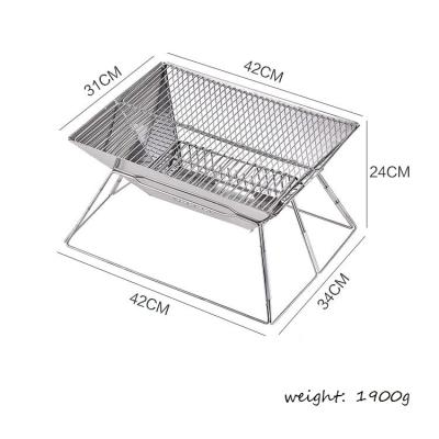 China Easily Assembled Portable Outdoor Smokeless Grill Mat Folding Tool Set Stainless Steel Charcoal Barbecue Barbucue Grill Nonwoven Bag Sales for sale