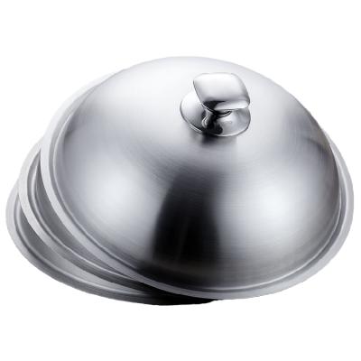 China Sustainable Stainless Steel Steak Iron Dish Cover Teppanyaki Steak Lid Round Cooking BBQ Lid for sale