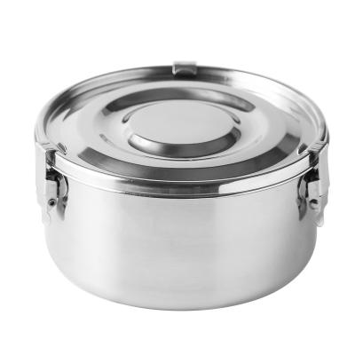 China With Folding To Handle 2021 Hot Sale Food Storage Container Leak Proof Stainless Steel Round Shape Lunch Box for sale