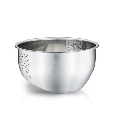 China Viable Wholesale Cheap Sincere Kitchenware Stainless Steel Kitchenware Washing Bowl Colander Vegetable Rice for sale