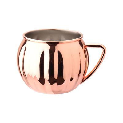 China Creative Disposable Stainless Steel Beer Mug Copper Cocktail Glass Pumpkin Shape Bar Wine Glass Mug for sale