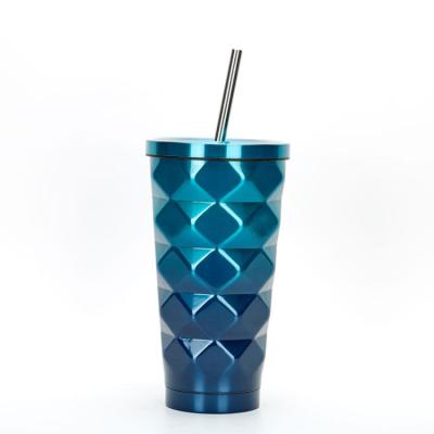 China Stainless Steel Straw Cup Portable Carry Drinking Fashion Modern Style Prismatic Shape For Child for sale