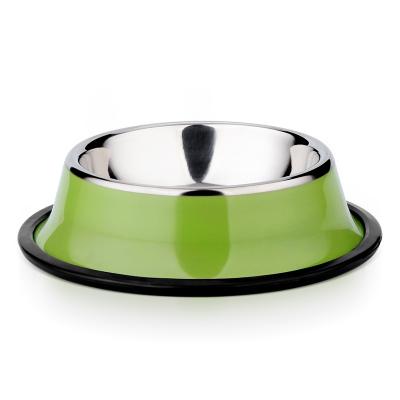 China Small Medium Large Sustainable Pet Feeder Bowl Stainless Steel Dog Food Bowl With Rubber Base for sale