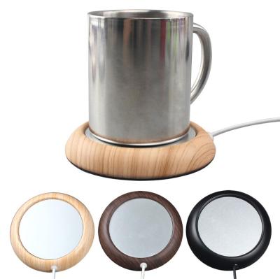 China Home Bar Home Keep Warm Mat Coffee Tea Cup Warmer Wood Grain Color Wood Grain USB Multi Coaster Heating Desktop Beverage Cup for sale