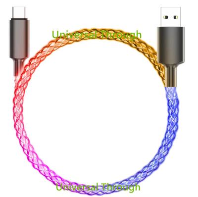 China Hot Sales RGB 66W 100W Fast Charging Cable LED Iridescence Iridescent Type C USB Cable Type C Charger Data Cable for sale