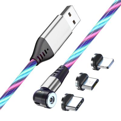 China For Micro Type C Best Selling iPhone Magnetic LED Flowing Cable 540 Degree Micro C Type For Iphone Charging Cable for sale