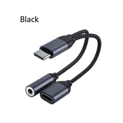 China 2021 Mobile Phone 2 in 1 Type-C to 3.5mm Jack Stereo Multiport Adapter Splitter Cable Mobile Phone Adapters Audio Charger for sale