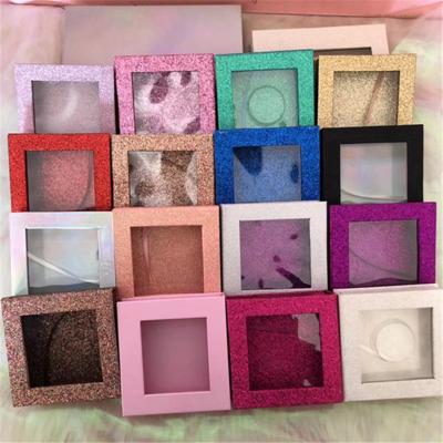 China Luxury Glitter Eyelash Packaging Box Private Label Natural False Eyelashes Package Case Custom Long Clean Brand Empty Square Paper Box for sale