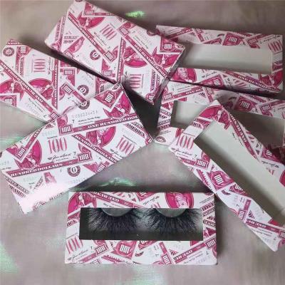 China Wholesale Natural Long Silver Lashes Packaging Box Natural 3d Mink False Eyelashes Strip Lashes Empty Pink Paper Case for sale