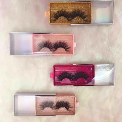 China 27mm Mink Eyelash Private Label Natural Thick Long Mink False Eyelash Packaging Box Custom for sale