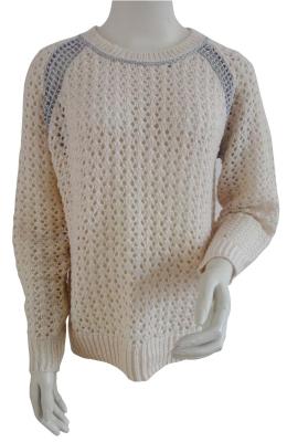 China Customized Pointelle Raglan Jumper Pullover Fashion Sweaters With Metallic Yarns Details for sale