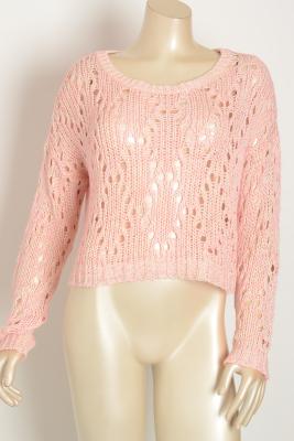 China Customized mix yarns pointelle ladies pullover sweaters for sale