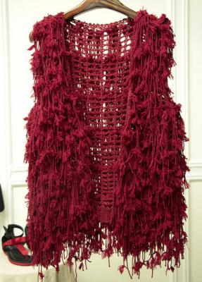 China Fashion Fringes Crochet Clothing Sleeveless Fringes Waistcoat for sale