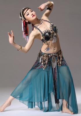 China Luxurious tribal belly dance skirts and  classical bra costume set size S  M  L  OEM for sale