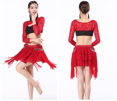 China Indian bollywood Sexy belly dance practice wear clothing lace top and skirt for sale