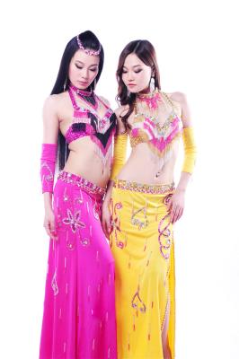 Chine 5pc de première qualité a placé les costumes roses professionnels sexy de danse de ventre pour l'adulte à vendre