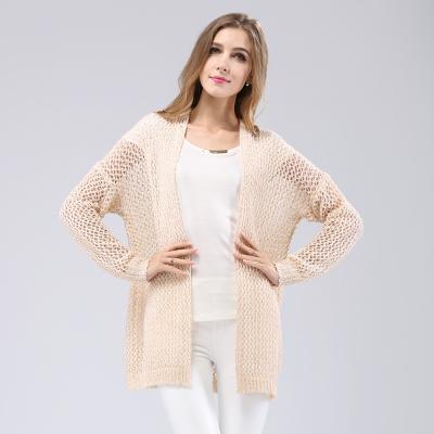 China Dropped shoulder solid color long sleeve Ladies Cardigan Sweaters , knitted cardigan coat for sale