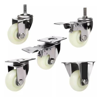 China Hoone China Easy Installation Caster Factory Heavy Duty Nylon Stainless Steel PVC Fixed Caster Wheel For Industrial Trolley/Trolley for sale