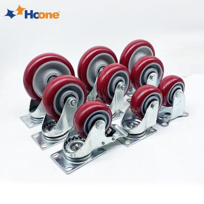 China Easy Installation Hoone 3 Heavy Duty 4 5 inch PU Casters Polyurethane Casters Appliance Swivel Caster Wheels. in diameter with the brake for sale