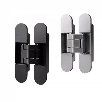 China Hoone 3D Modern Heavy Duty Zinc Alloy Black Adjustable Hidden Invisible Concealed Wooden Door Hinges 80 Kg for sale