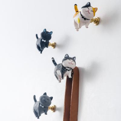 China Colorful Cartoon Hoone Cabinet Handle Cat Cabinet Knobs Creative Resin Furniture Hardware Kids Modern Drawer Piece for sale