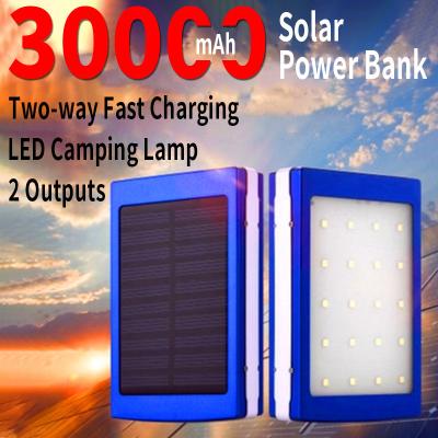 China With LED Lamp 30000mAh Solar Power Bank High Capacity Outdoor Travel Bi-Directional Fast Charging Power Bank With LED Lamp For Xiaomi IPhone for sale