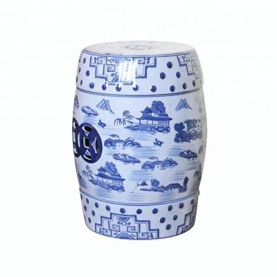 China Wholesale Antique Blue And White Porcelain Ceramic Drum Garden Table Chinese Ceramic Side Stool For Hotel Office Home Decoration for sale