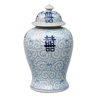 China Jingdezhen blue and white porcelain general happiness double tank viable large for home storage or decoration for sale