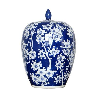 China Jingdezhen Ceramic Decorative Blue And White Sustainable Melon Winter Pot With Lid for sale