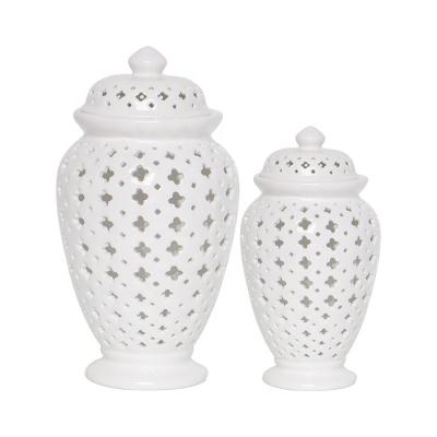 China Graceful Modern White Viable Hollow Out Creative Ceramic Fishtail Pot Porcelain Temple Pot for sale