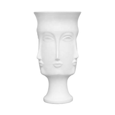 China New classic/postmodern Muse face ceramic vase, elegant dora, creative open vase for flower arrangement for sale