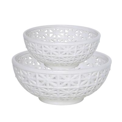 China Viable Hollow Out Design Ceramic Bowl For Fruit And Vegetable Decoration for sale