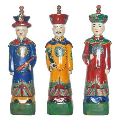 China Figure ceramic pastel ceramic ornaments, three qing dynasty emperors in China, classic home decorative crafts for sale