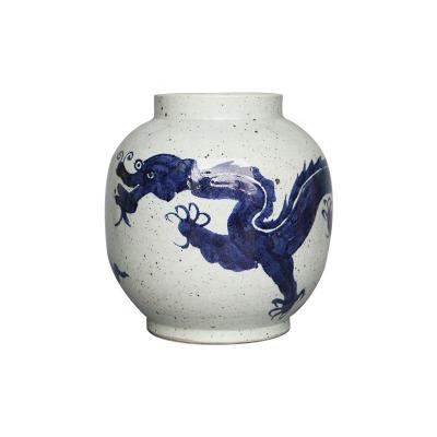 China Chinese Style Dragon Vat Indoor Plant Ceramic Flower Pot Chinese Blue White Antique Effect Old Pattern for sale