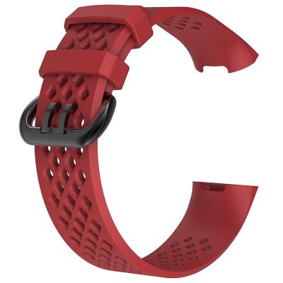 China Pure Color Bands Compatible For Fitbit Charge 3 Big Small, Silicone Strap With Air Holes Replacement Strap For Fitbit Charge 3/Se for sale