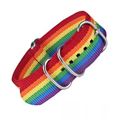 China Rainbow Acrylic Silver Buckles ZULU Strap 5Ring Nylon Watch for sale