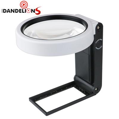 China Reading Light Portable Handheld Reading Magnifier Led Glass 6 Wholesale 5x 25x High Magnification Newspaper Magnifier With Led Light for sale