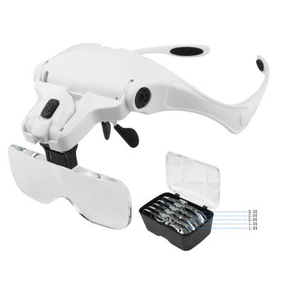 China 1X 1.5X 2X 2.5X 3.5X Adjustable Headband Reading Led Reading Magnifier Magnifier for sale