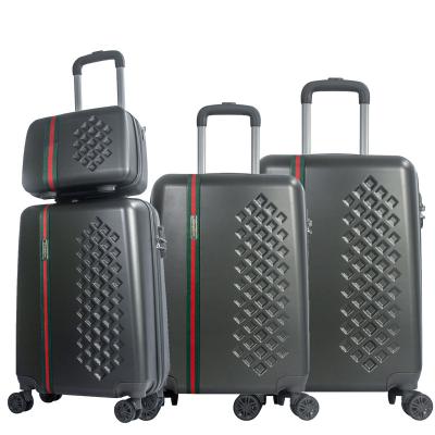 China ABS 4 Pieces Hard Plastic Carry On Trolley Bag Travel Suitcase Luggage Set With 4 Wheel for sale