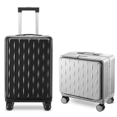 China 18/20/24 Inch Fashion Hard Shell Cover Hard Shell Suitcases Travel Trolley Hard Front Open Computer Luggage Set for sale