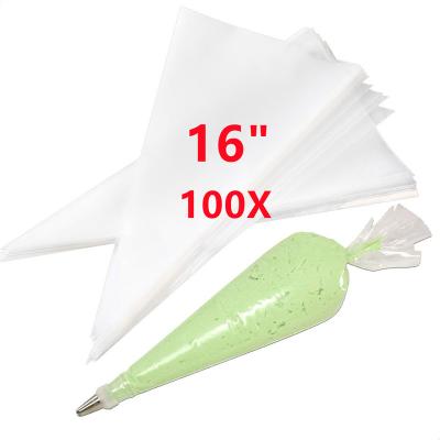 China 100pcs/pack Disposable 16 Inch Anti-Splinter PE Cake Attachments Disposable Spout Accessories Ice Cream Pastry Huffing Bags for sale