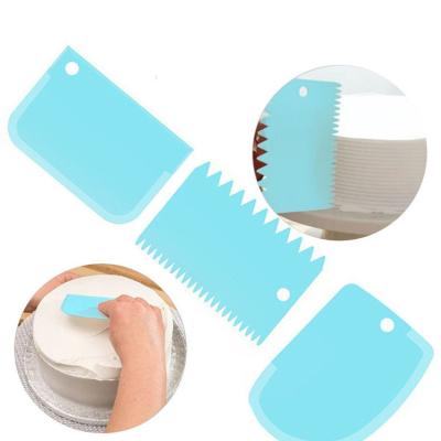 China 3 Piece Plastic Pastry Dough Cutter Cake Decorating Smoother Cream Icing Scraper Set for sale