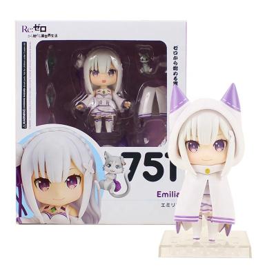 China Cartoon Toy Customized 10cm Anime Life In A Different World Of Emilia Figure Zero 751 Q Version PVC Action Number Collectible Model Toy for sale