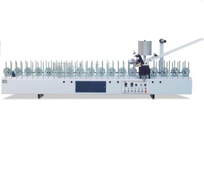 China Building Material Shops Woodworking Machinery Veneer Profile Wood Wrapping Machine For Eva Glue Cold Glue Laminating Machine 0-30m/min Supplied 400mm TC for sale