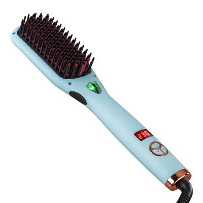 China High Temperature Straighter Private Label Hair Straighter Brush Private Label Hair Curler Comb Hair Scalp Massager Brush Ionic Straightening Brush for sale