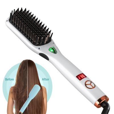 China Quick Ionic Straightening Brush Comb Ceramic Electric Hot Hair Straightening Comb Heat Pressing Straightening Comb For Natural Hair for sale