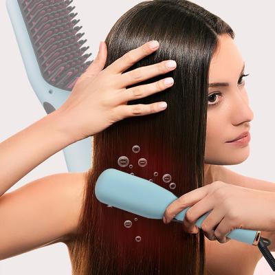 China Ionic Hair Straightener Brush Beard & Brush High Quality Straightening Hair Straightener Brush Hair Straightening Brush 2 Comb In 1 Iron for sale